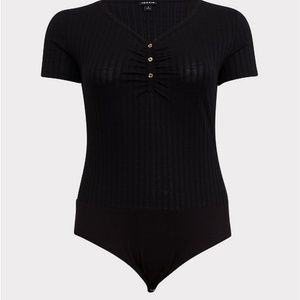 TORRID BLACK HENLEY RIB HENLEY BODYSUIT NEW 2X